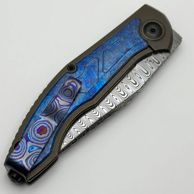 Custom Knife Factory Veksha HD Bronze Ti & Crystal Ti Handles w/ Damasteel