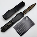 Microtech Marfione Select Ultratech ZBP D/E Baker Forge TigerMai w/ Hefted Black Handle & DLC Accents 1122-16MS1
