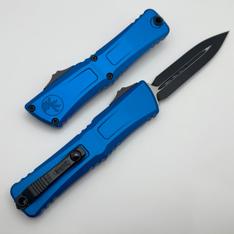 Microtech Knives Combat Troodon Gen III Black Double Edge w/ Blue Handle 1142-1BL