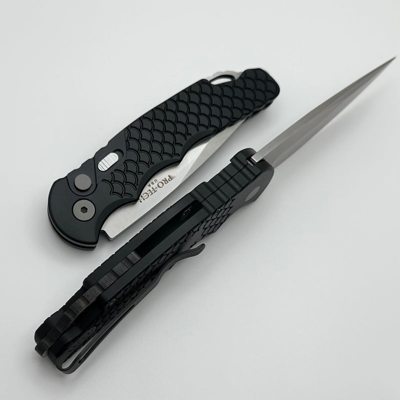 Pro-Tech TR-5 Black Fish Scale Handle w/ Stonewash S35VN TR5-X1 SW