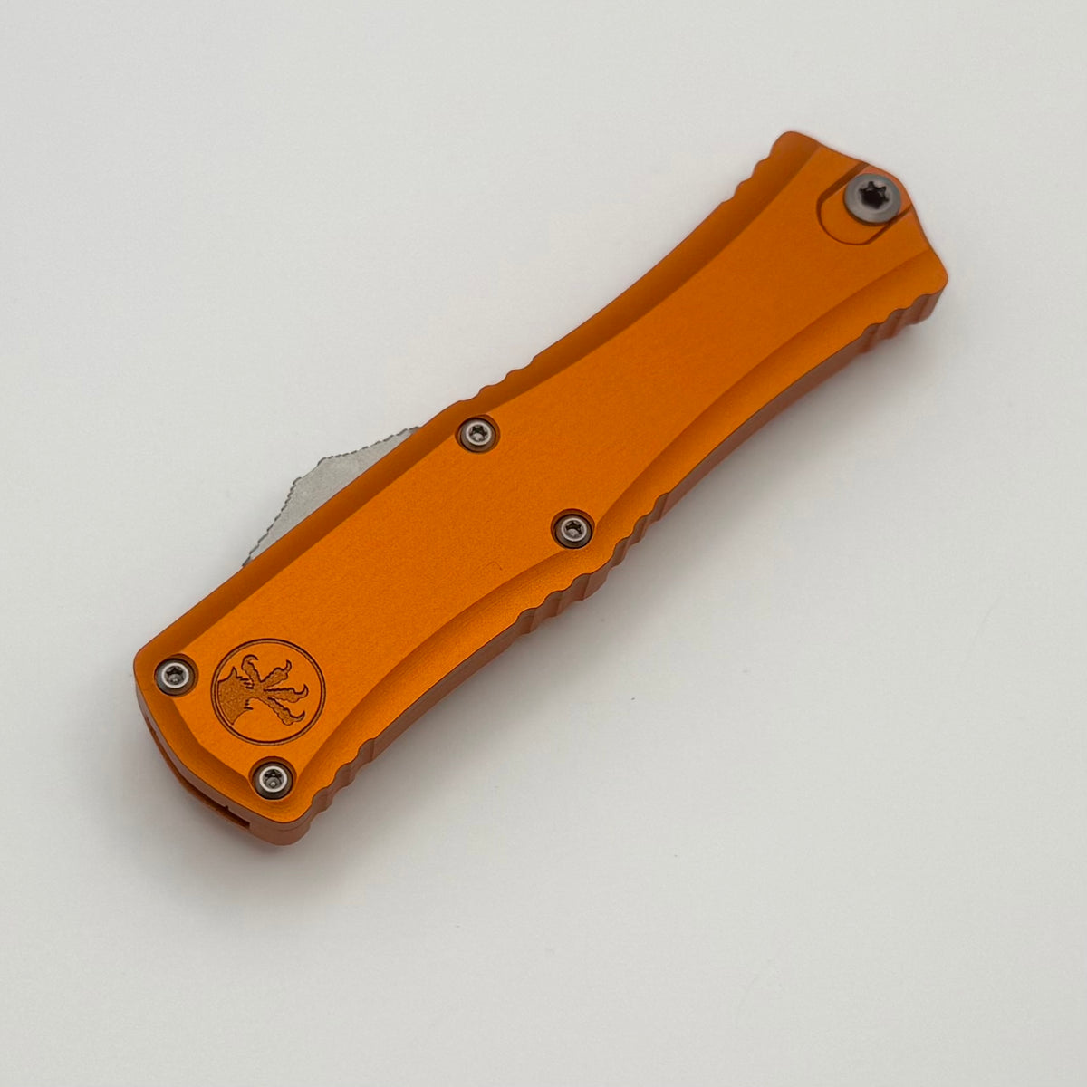 Microtech Knives Mini Hera Stonewash D/E M390MK w/ Orange Handle 1702M
