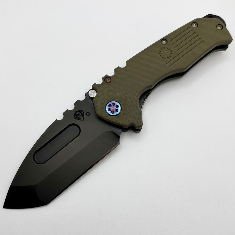 Medford Scout M/P Praetorian OD Green G10 & PVD D2 Tanto Blade w/ Flamed Hardware