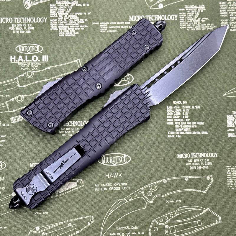 Microtech Combat Troodon Delta Frag Shadow w/ Fluted Tanto DLC 144-1CT-DSH