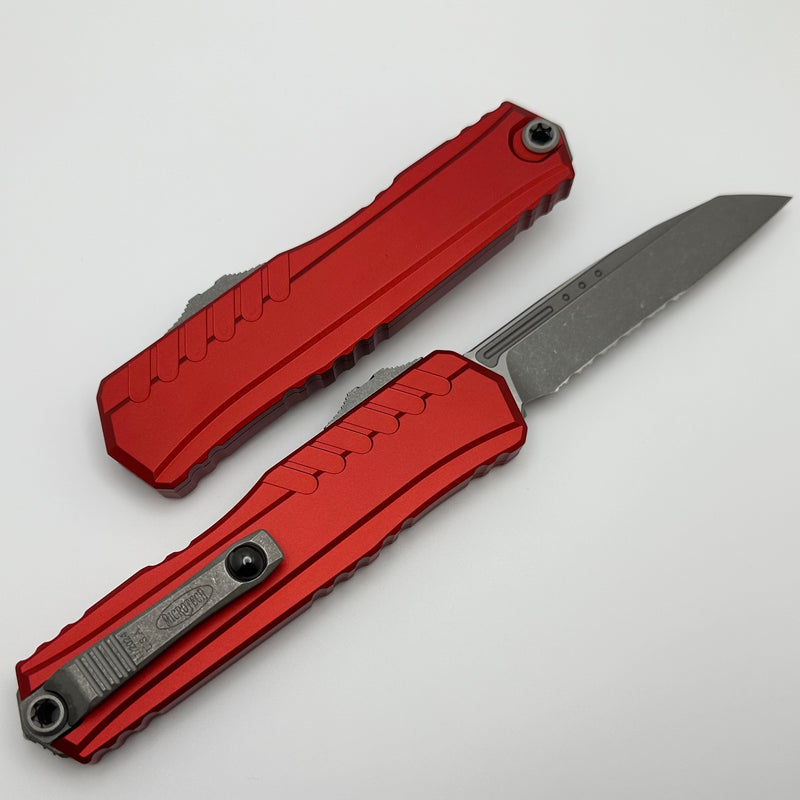 Microtech Cypher II S/E Partial Serrated Apocalyptic w/ Red Handle 1241-11APRD