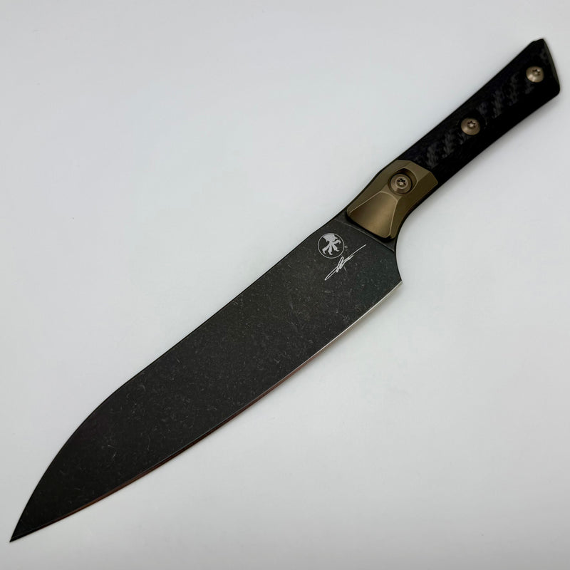 Microtech Utility Knife Carbon Fiber/Bronze Titanium Bolster Handle w/