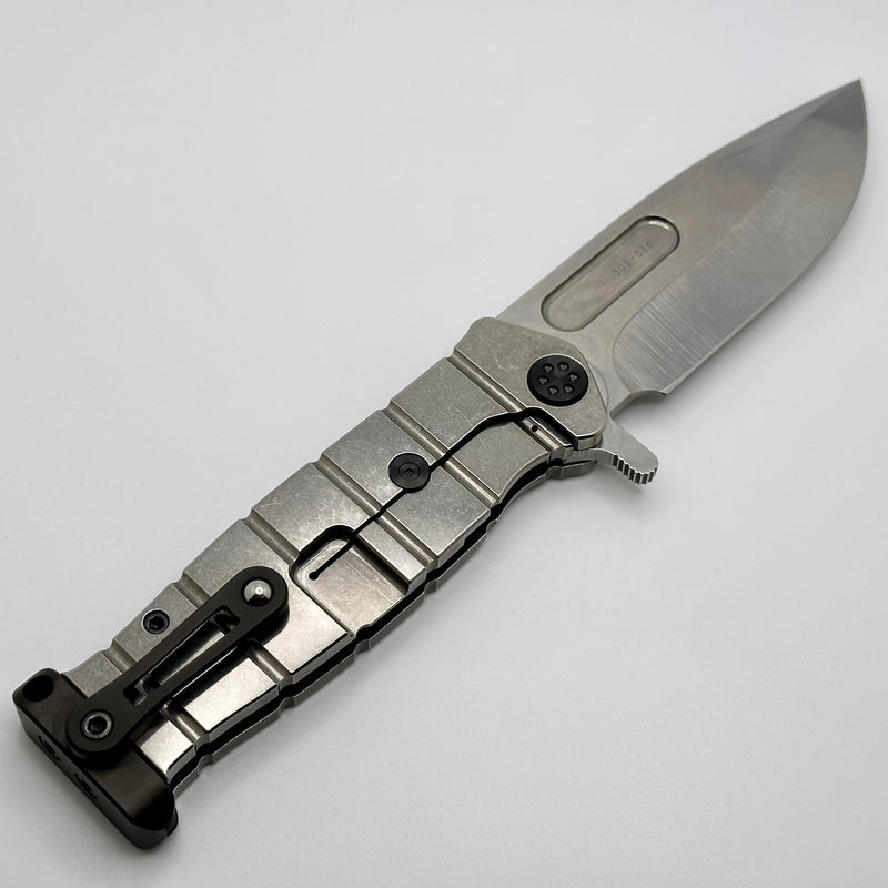 Medford Knife Fighter Flipper USMC Tumbled Handles w/ PVD Hardware/Clip/Pommel & Tumbled S45VN