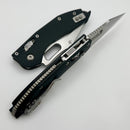 Microtech Knives Manual Stitch RAM LOK Fluted Black G-10 Handles & Stonewash Full Serrated M390MK 169RL-12FLGTBK