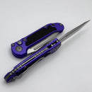 Microtech Knives LUDT Gen III Stonewash Full Serrated Tanto w/ Purple Handle 1136-12PU