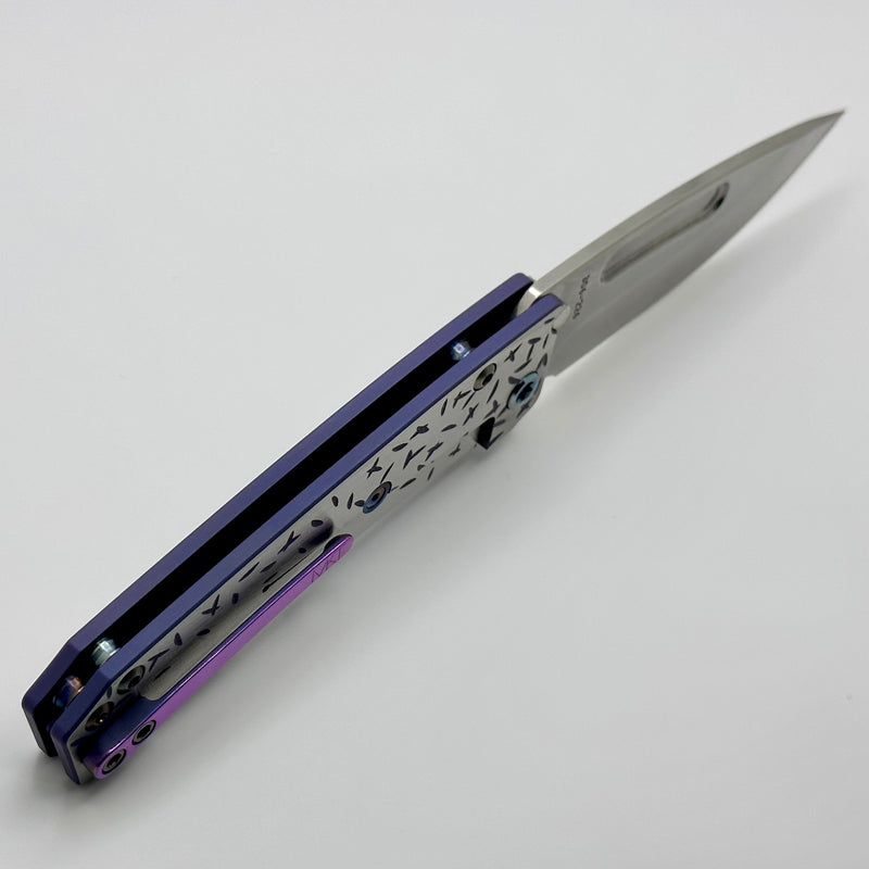 Medford Knife Slim Midi S45 Tumbled Drop Point w/ Jasmine Fade Sculpted Handles & Violet Perimeters/Clip w/ Flamed Hardware