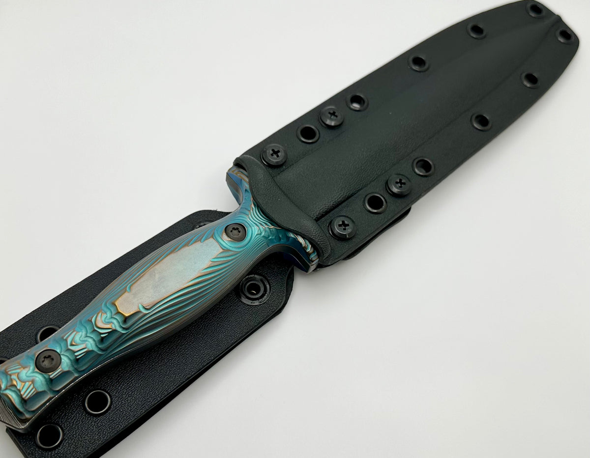 Spartan Blades Les George V-14 Dagger Custom w/ Damascus & Titanium Fi