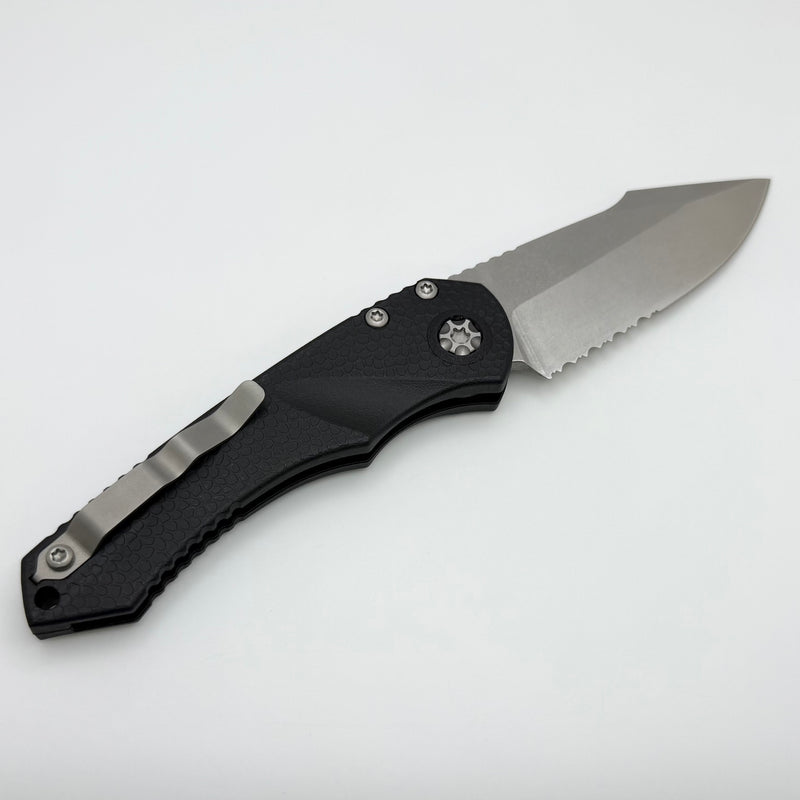 Heretic Knives Mini Pariah Auto Black Polymer Handles w/ Stonewash S/E Serrated MagnaCut H054-2B