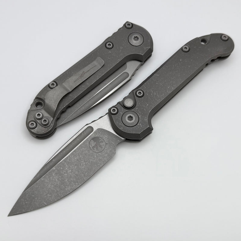 Microtech Knives LUDT Gen III Apocalyptic Drop Point Slab Side Titanium Handles