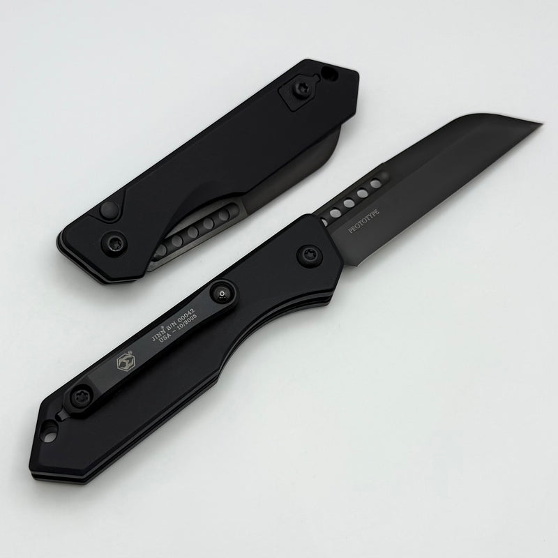 Heretic Knives Auto Jinn Auto w/ Black Aluminum Handles & Hand Ground DLC MagnaCut Prototype