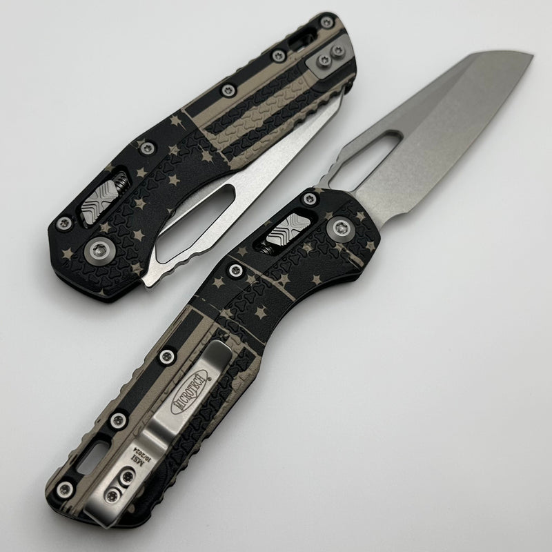 Microtech Knives MSI RAM LOK Black Polymer USA Flag & M390MK Stonewash 210T-10PMFLAG