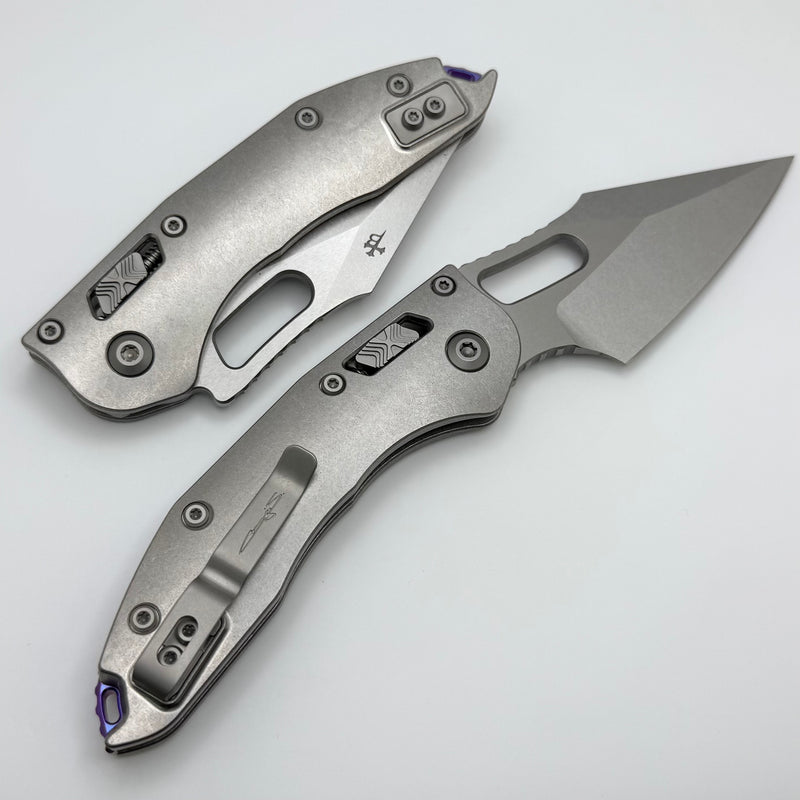 Microtech Marfione Select Manual Stitch RAM LOK Titanium Handles & Stonewash M390MK w/ Double Vapor Blast & Purple Accents 169RL-10MS3