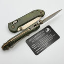 Marfione Select Microtech LUDT Ram-Lok w/ Antique Green Slab Side Titanium Handles w/ Bronze Accents & Bronze Tanto 1136RLS-13MS1