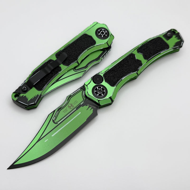 Heretic Knives Wraith Auto V4 Cel Shade Toxic Green w/ Bowie MagnaCut H002-CS-TX