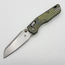 Microtech Marfione Select MSI RAM LOK Mini Frag Galactic Gold Titanium Handles w/ Blue Accents & Stonewash M390MK 210M-10FRMS16