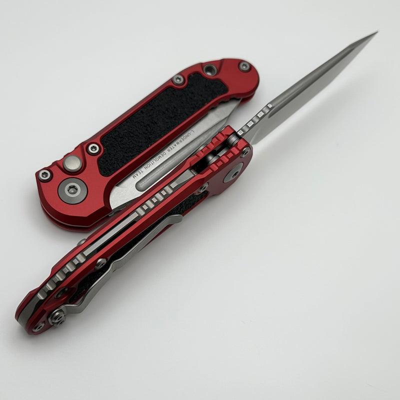 Microtech Knives LUDT Gen III Stonewash Tanto w/ Red Handle 1136-10RD