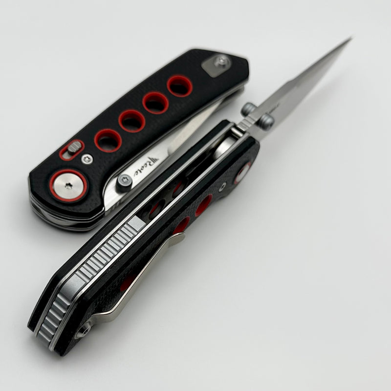 Reate Knives PL-XT Black Micarta w/ Red G-10 Inlays & Stonewash Nitro-V