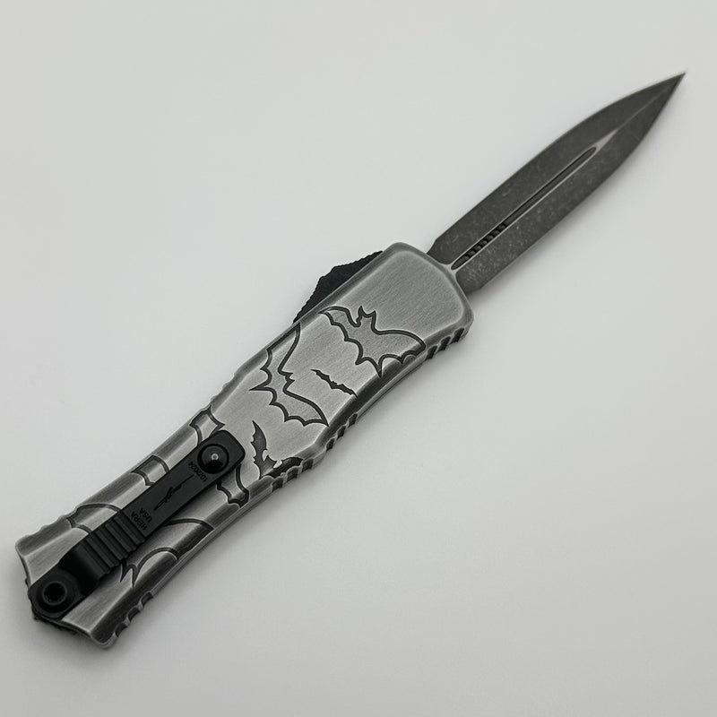 Microtech Knives Mini Hera Brushed Metal Bats Halloween D/E M390MK Signature Series 1702M-1BMHWBAS