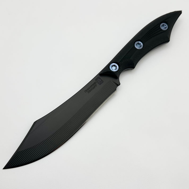 RMJ Ratatosk Black G-10 Handles w/ Blue Hardware & Nitro-V Fixed Blade