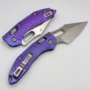 Microtech Marfione Select Manual Stitch RAM LOK Purple Haze Frag Titanium Handles & Stonewash Part Serrated M390MK w/ Double Vapor Blast/Purple Accents 169RL-11FRMS5