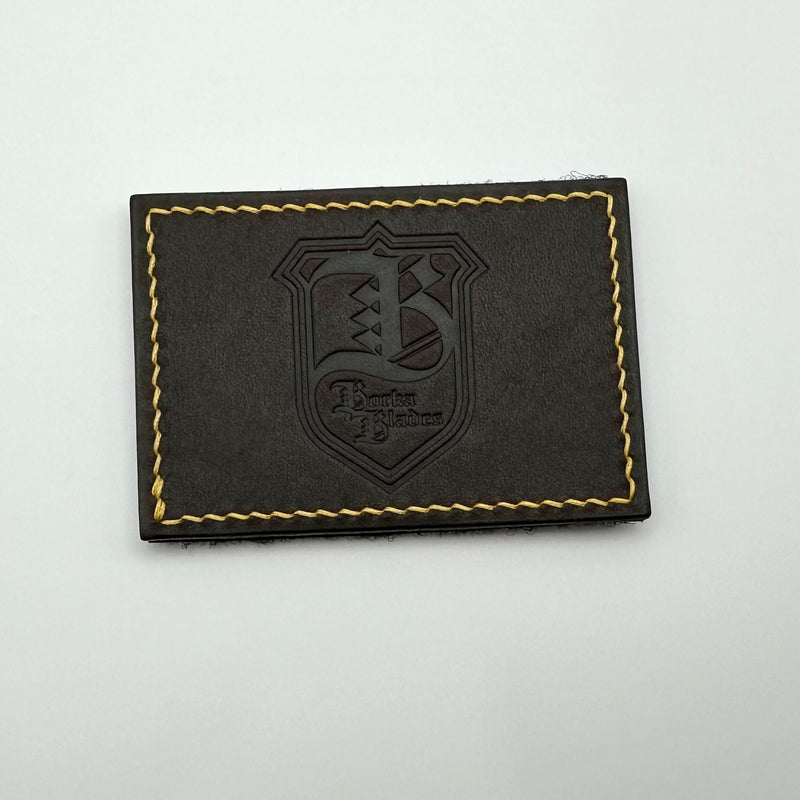 Borka Blades Black Leather & Velcro Patch w/ Yellow Stitching