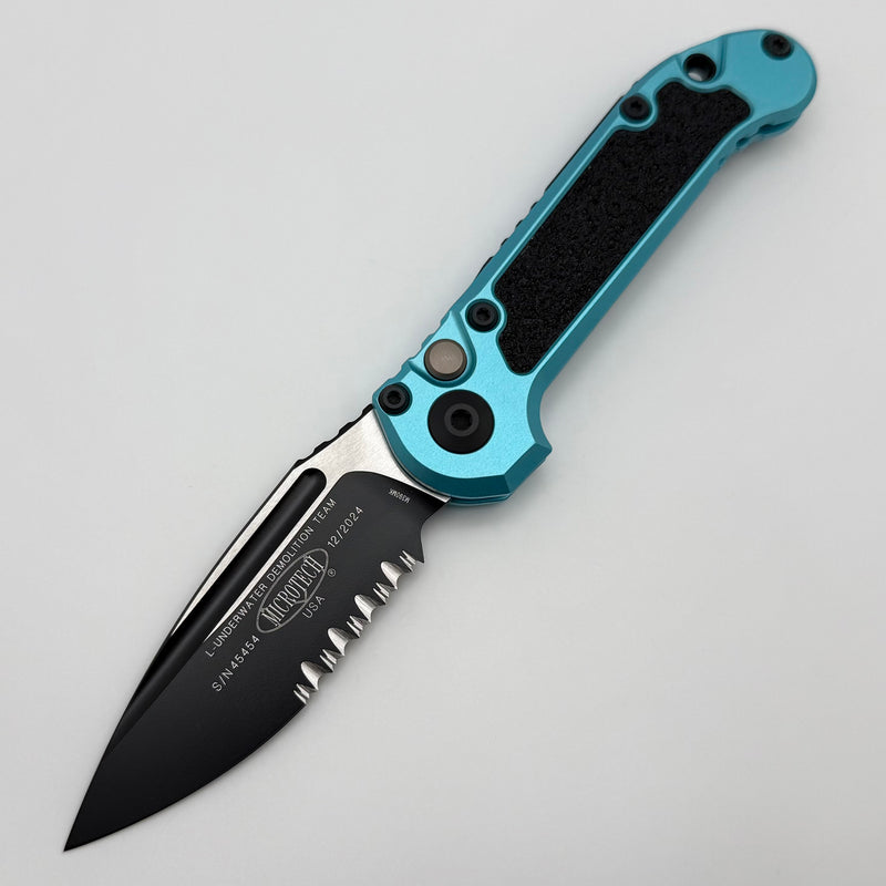 Microtech Knives LUDT Gen III Black Partial Serrated S/E w/ Turquoise Handle 1135-2TQ