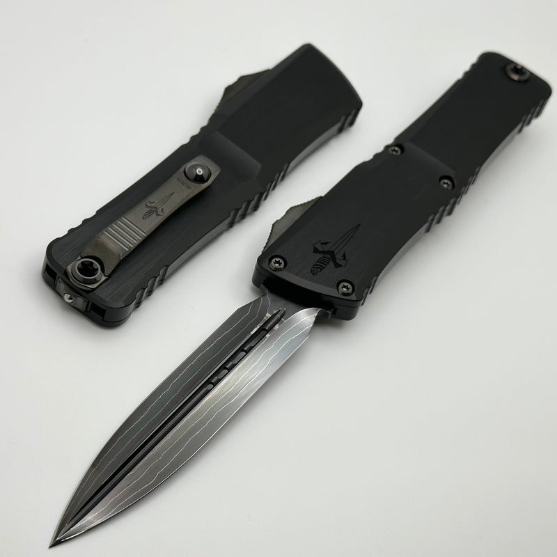 Marfione Custom Knives Combat Troodon LT Gen III Hot Blued Baker Forge San Mai Damascus D/E w/ Black Handle & DLC Hardware