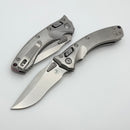 Microtech Amphibian Mini RAM LOK Stonewash Titanium Slab & Stonewash M390MK w/ Purple Accents 137MRL-10MS3