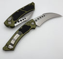 Microtech Hawk w/ OD Green Aluminum Handle & 3.95" Stonewash M390MK 166-10OD
