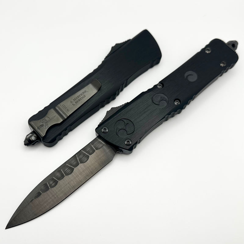 Marfione Custom Knives & Borka Blades Combat Troodon O-YARI DLC Rock Grind Chisel Single Edge w/ Carbon Fiber Button