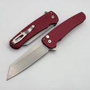 Pro-Tech Malibu Red Textured Handle w/ Gold Lip Pearl Button & Stonewash MagnaCut Reverse Tanto Blade 5405 LTD-Red