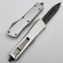 Microtech Combat Troodon Smooth Clear Handle w/ Damascus Double Edge & Low Polished Hardware Signature Series 142S-16LPCRS