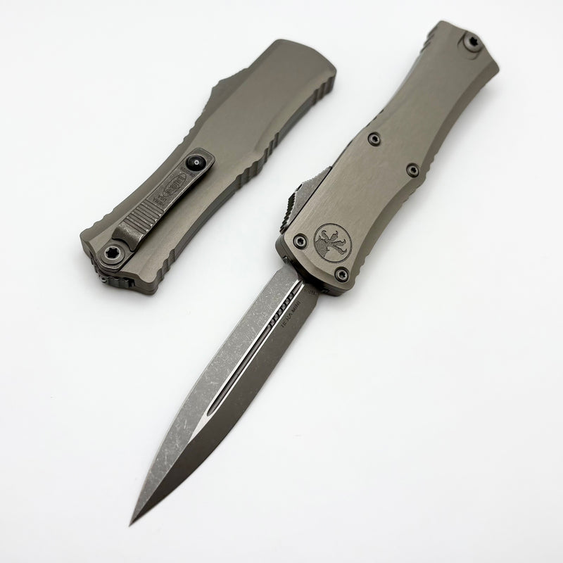 Microtech Knives Mini Hera Apocalyptic Double Edge M390MK w/ Natural Clear Handle 1702M-10APNC