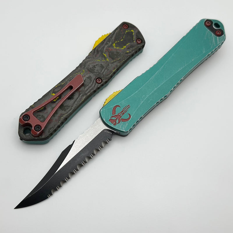 Heretic Knives Manticore E Bounty Hunter w/ 2 Tone Full Serrated Bowie Battle Black MagnaCut H026B-14B-BOUNTY