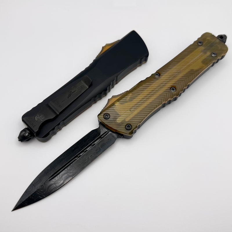 Microtech Combat Troodon Fluted Ultem Top/Button w/ DLC Damascus Double Edge 142-16DLCTULS