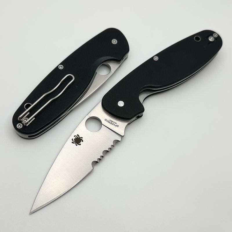 Discontinued Spyderco Emphasis Black G-10 Handles w/ Serrated 8Cr13MoV C245GPS