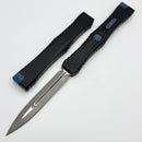 Microtech Marfione Select Nemesis IV Black Handle w/ Antique Blue Ti Accents & 4.4" Apocalyptic D/E M390MK 1152-10APMS2