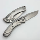 Microtech Amphibian Mini RAM LOK Stonewash Titanium Slab & Stonewash M390MK w/ Purple Accents 137MRL-10MS3