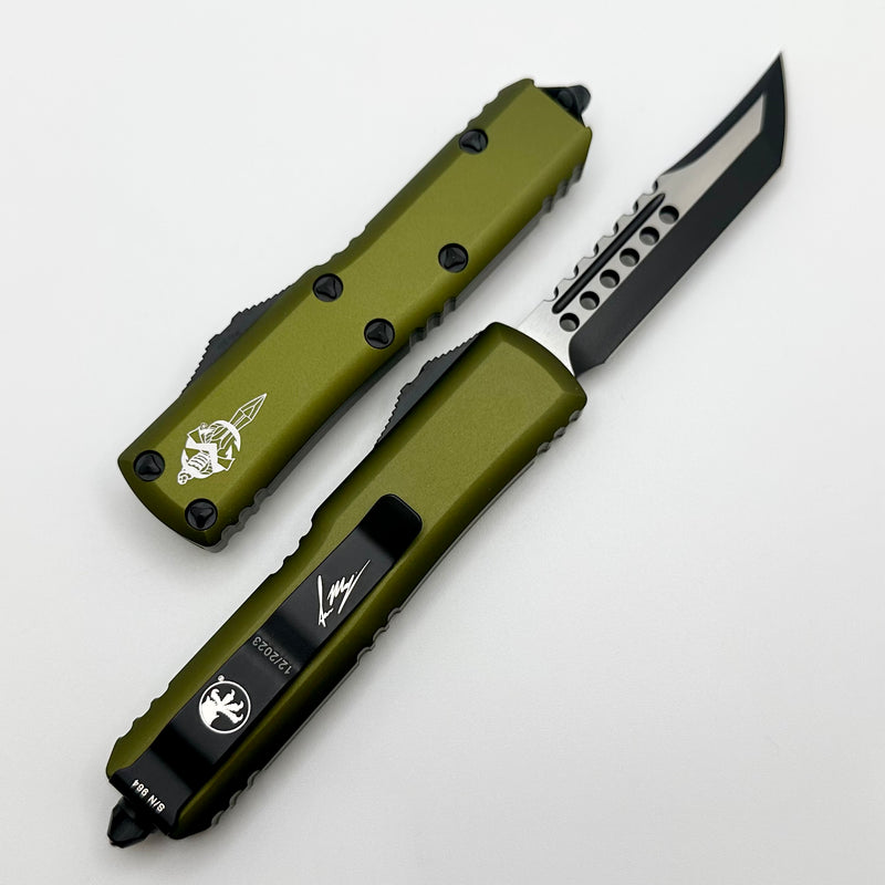 Microtech UTX-85 Hellhound Black & OD Green Signature Series 719-1ODS