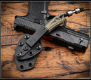 RMJ Gym Rat w/ Dirty Olive G-10 Handles & Tungsten Gray MagnaCut Fixed Blade
