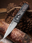 Pro-Tech Godson Black Aluminum Handles w/ Copper Carbon Fiber Inlay & Satin 20CV 7210 Livewire 20CV