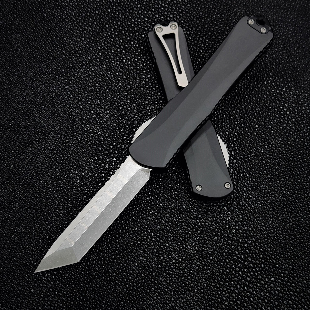 Heretic Knives Manticore X Black Handle & Stonewash Tanto MagnaCut H03