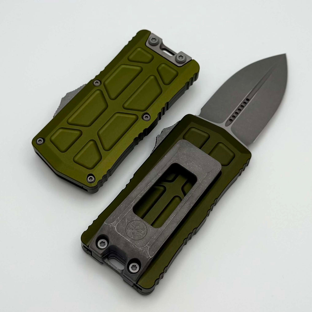Microtech Exocet II w/ OD Green Aluminum Handle & Apocalyptic D/E M390