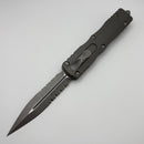 Microtech Dirac Delta D/E Apocalyptic Partial Serrated & Natural Clear Handle 227-11APNC