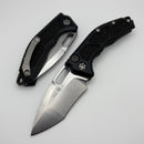 Heretic Knives Medusa Black Aluminum Handle w/ Recurve Stonewash MagnaCut H012-2A