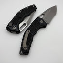 Heretic Knives Medusa Black Aluminum Handle w/ Recurve Battleworn MagnaCut H012-5A