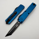 Microtech UTX-85 Gen IV w/ Blue Handle & Black Tanto Full Serrated M390MK 12334-3BL